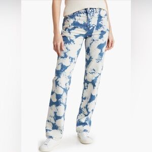Alice + Olivia Blue and White Flare Jeans